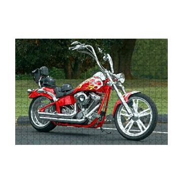 Cakapuzzle Kırmızı Alevli Chopper Motorsiklet 120 Parça Ahşap Puzzle