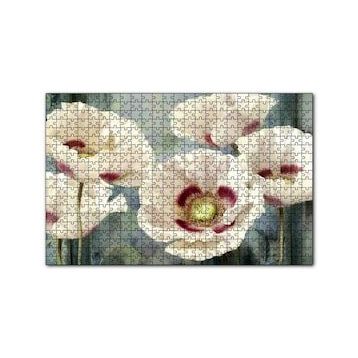 Cakapuzzle Kırmızı Beyaz Kasımpatı Çiçekleri 120 Parça Ahşap Puzzle