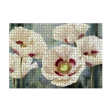 Cakapuzzle Kırmızı Beyaz Kasımpatı Çiçekleri 120 Parça Ahşap Puzzle