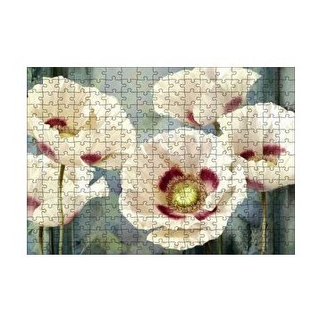 Cakapuzzle Kırmızı Beyaz Kasımpatı Çiçekleri 120 Parça Ahşap Puzzle
