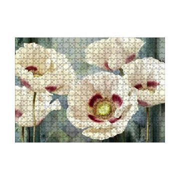 Cakapuzzle Kırmızı Beyaz Kasımpatı Çiçekleri 120 Parça Ahşap Puzzle
