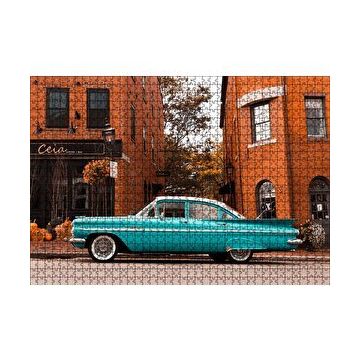Cakapuzzle Kırmızı Binalar ve Yeşil Araba 120 Parça Ahşap Puzzle