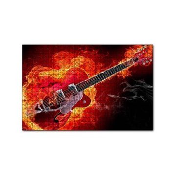 Cakapuzzle Kırmızı Elektrogitar Alevler İçinde 120 Parça Ahşap Puzzle