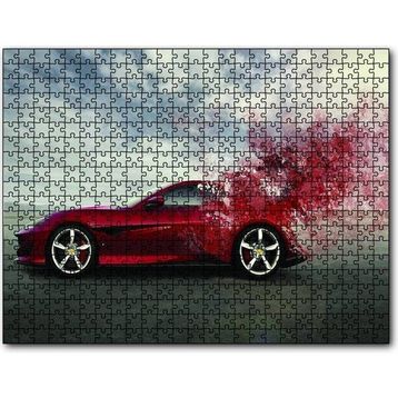 Cakapuzzle Kırmızı Ferrari Otomobil 120 Parça Ahşap Puzzle