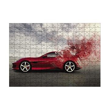Cakapuzzle Kırmızı Ferrari Otomobil 120 Parça Ahşap Puzzle