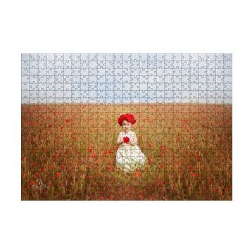 Cakapuzzle Kırmızı Gelincikler ve Küçük Kız 120 Parça Ahşap Puzzle