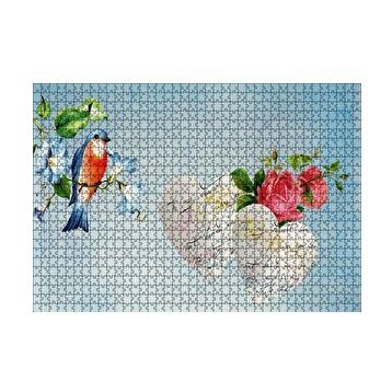 Cakapuzzle Kırmızı Güller Kuş ve Kalpli Mektuplar 120 Parça Ahşap Puzzle