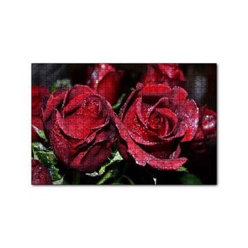 Cakapuzzle Kırmızı Güller ve Çiy Damlaları 120 Parça Ahşap Puzzle