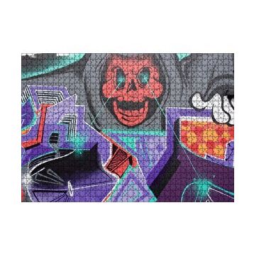Cakapuzzle Kırmızı Kurukafa Graffiti Duvar Boyama 120 Parça Ahşap Puzzle