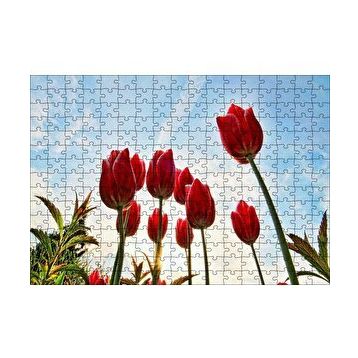 Cakapuzzle Kırmızı Lale Bahçesi Görseli 120 Parça Ahşap Puzzle