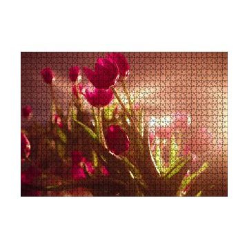 Cakapuzzle Kırmızı Laleler ve Yeşil Yapraklar Güneş Işığı 120 Parça Puzzle