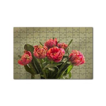 Cakapuzzle Kırmızı Laleler ve Yeşil Yaprakları 120 Parça Ahşap Puzzle