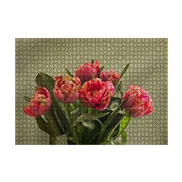 Cakapuzzle Kırmızı Laleler ve Yeşil Yaprakları 120 Parça Ahşap Puzzle