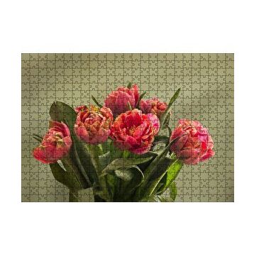 Cakapuzzle Kırmızı Laleler ve Yeşil Yaprakları 120 Parça Ahşap Puzzle