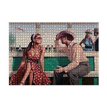Cakapuzzle Kırmızı Puantiyeli Elbiseli Kız ve Aşığı 120 Parça Ahşap Puzzle