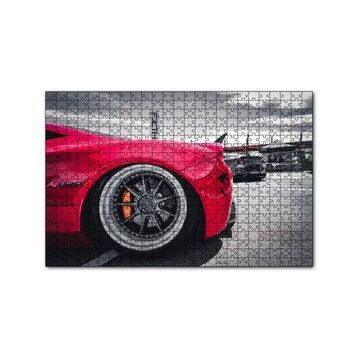 Cakapuzzle Kırmızı Spor Araba Çelik Jant Detayı 120 Parça Ahşap Puzzle