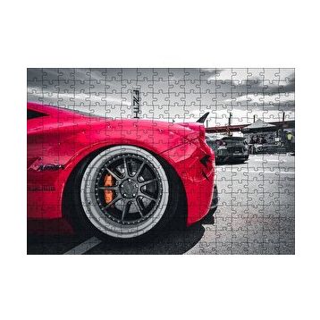 Cakapuzzle Kırmızı Spor Araba Çelik Jant Detayı 120 Parça Ahşap Puzzle