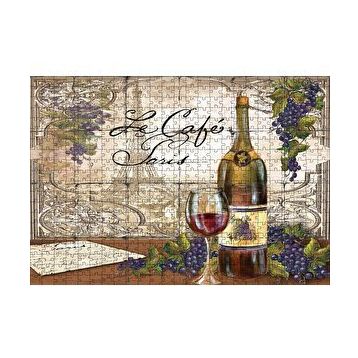 Cakapuzzle Kırmızı Tablo Kadeh Paris Görseli Mektup 120 Parça Ahşap Puzzle