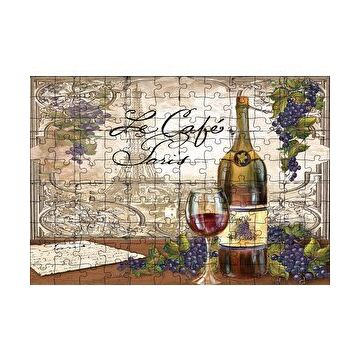 Cakapuzzle Kırmızı Tablo Kadeh Paris Görseli Mektup 120 Parça Ahşap Puzzle