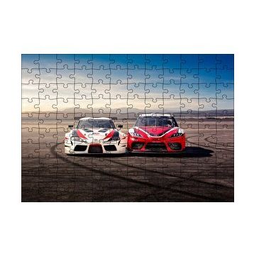 Cakapuzzle Kırmızı ve Beyaz Toyota Supralar 120 Parça Ahşap Puzzle