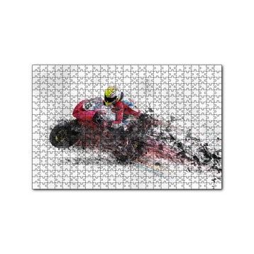 Cakapuzzle Kırmızı Yarış Motoru Dijital Çizim 120 Parça Ahşap Puzzle