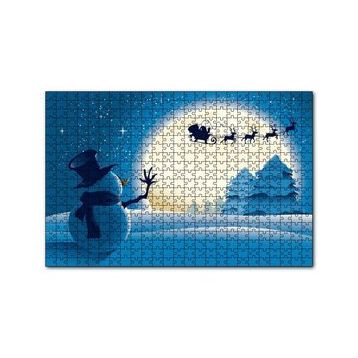 Cakapuzzle Kış Noeli Kardan Adam Ağaçlar Ayışığı 120 Parça Ahşap Puzzle
