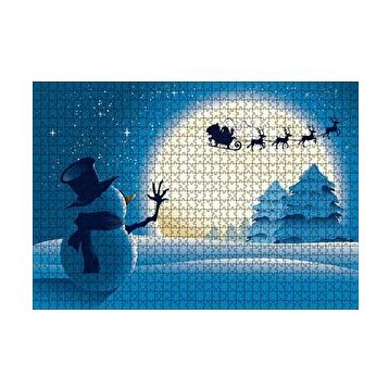 Cakapuzzle Kış Noeli Kardan Adam Ağaçlar Ayışığı 120 Parça Ahşap Puzzle