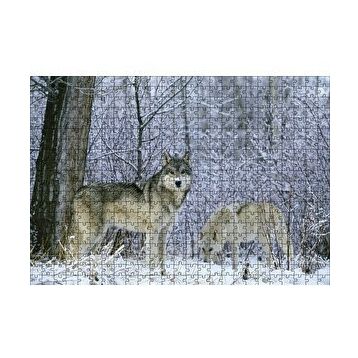 Cakapuzzle Kış Ormandaki Kurtlar Görseli 120 Parça Ahşap Puzzle