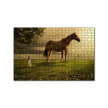 Cakapuzzle Kız Dev At ve Çayırlar Fantastik İllüstrasyon 120 Parça Ahşap Puzzle