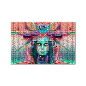 Cakapuzzle Kız ve Şahin Dijital Sanat 120 Parça Ahşap Puzzle