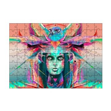 Cakapuzzle Kız ve Şahin Dijital Sanat 120 Parça Ahşap Puzzle