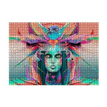 Cakapuzzle Kız ve Şahin Dijital Sanat 120 Parça Ahşap Puzzle
