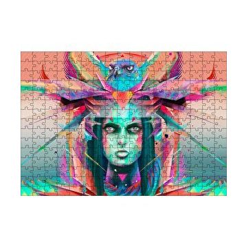 Cakapuzzle Kız ve Şahin Dijital Sanat 120 Parça Ahşap Puzzle