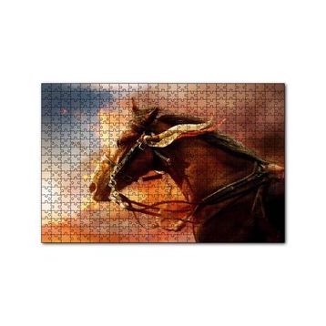 Cakapuzzle Kızıl Bulutlar Koşan Kahverengi At Görseli 120 Parça Puzzle