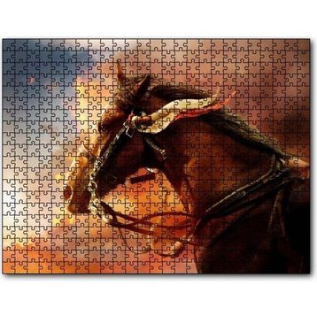 Cakapuzzle Kızıl Bulutlar Koşan Kahverengi At Görseli 120 Parça Puzzle