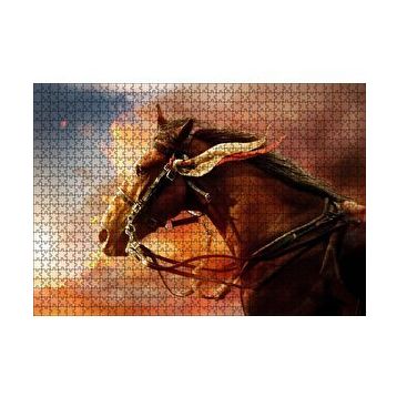 Cakapuzzle Kızıl Bulutlar Koşan Kahverengi At Görseli 120 Parça Puzzle