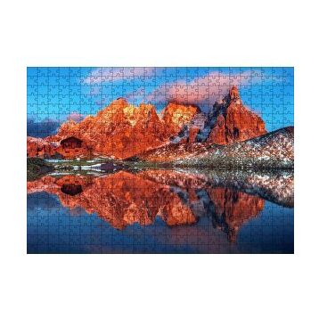 Cakapuzzle Kızıl Dağlar Berrak Göl Karlı Tepeler 120 Parça Ahşap Puzzle