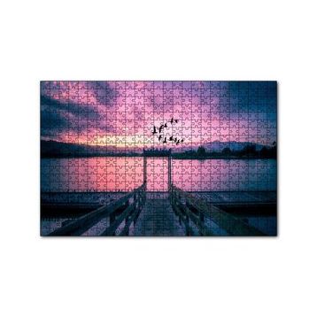 Cakapuzzle Kızıl Günbatımı Göl ve Turnalar 120 Parça Ahşap Puzzle