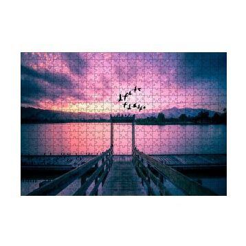 Cakapuzzle Kızıl Günbatımı Göl ve Turnalar 120 Parça Ahşap Puzzle