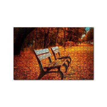 Cakapuzzle Kızıl Sonbahar Yaprakları ve Boş Banklar 255 Parça Puzzle