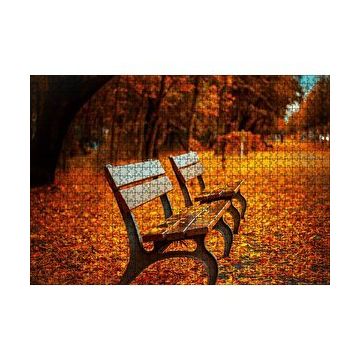 Cakapuzzle Kızıl Sonbahar Yaprakları ve Boş Banklar 255 Parça Puzzle