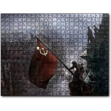 Cakapuzzle Kızıl Zeminde Sarı Orak Çekiç Bayrak 255 Parça Puzzle