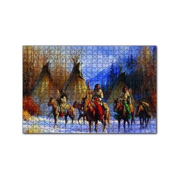 Cakapuzzle Kızılderililer Atları ve Çadırları 120 Parça Ahşap Puzzle