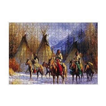 Cakapuzzle Kızılderililer Atları ve Çadırları 120 Parça Ahşap Puzzle