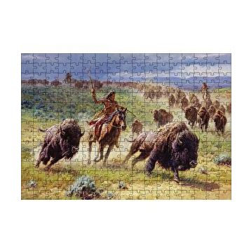 Cakapuzzle Kızılderililer ve Buffola Avı 120 Parça Ahşap Puzzle