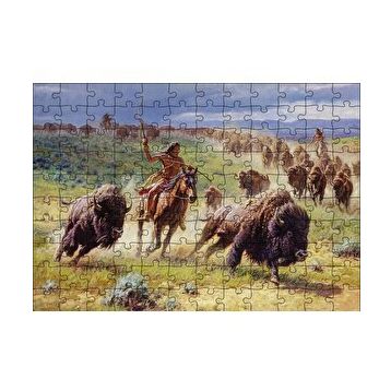 Cakapuzzle Kızılderililer ve Buffola Avı 120 Parça Ahşap Puzzle
