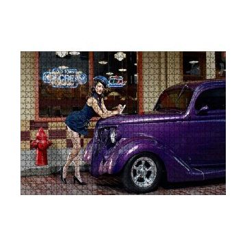 Cakapuzzle Klasik Otomobil Çekici Kadın 120 Parça Ahşap Puzzle