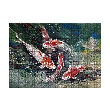 Cakapuzzle Koi Balıkları Üstten Görünüş 120 Parça Ahşap Puzzle