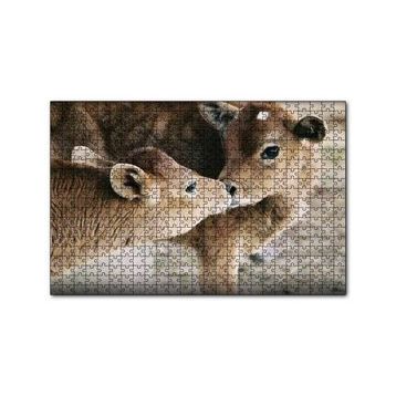 Cakapuzzle Koklaşan Kahverengi Buzağılar Görseli 120 Parça Ahşap Puzzle