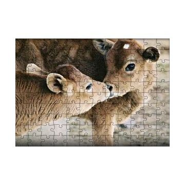 Cakapuzzle Koklaşan Kahverengi Buzağılar Görseli 120 Parça Ahşap Puzzle